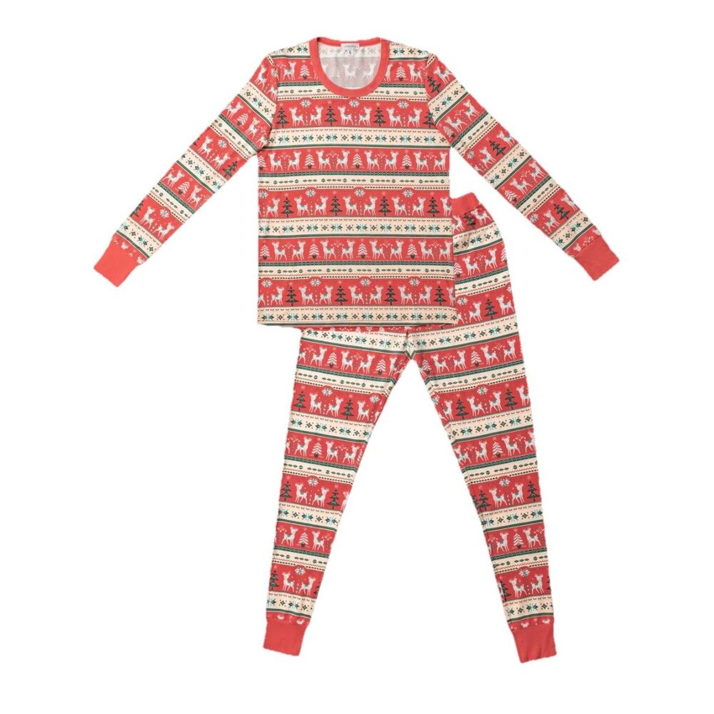 Angel Dear‎ Adult L Vintage Deer Fair Isle Bamboo Christmas Holiday Pajamas